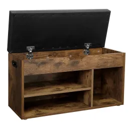 Meuble à chaussures avec tabouret MEXICO / Bois vintage – noir