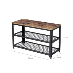 Meuble à chaussures avec tabouret VIANO 730 / Noir mat – bois vintage