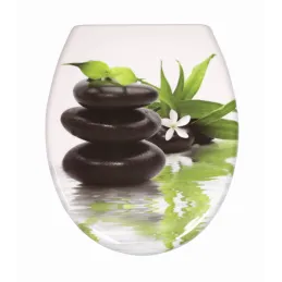 Abattant WC avec fermeture amortie / Motif pierres noires