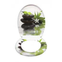Abattant WC avec fermeture amortie / Motif pierres noires