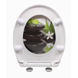 Abattant WC avec fermeture amortie / Motif pierres noires