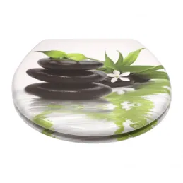 Abattant WC avec fermeture amortie / Motif pierres noires