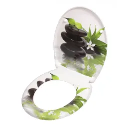 Abattant WC avec fermeture amortie / Motif pierres noires