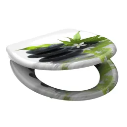 Abattant WC avec fermeture amortie / Motif pierres noires