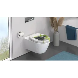 Abattant WC avec fermeture amortie / Motif pierres noires