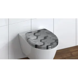 Abattant WC avec fermeture progressive / Motif hexagone