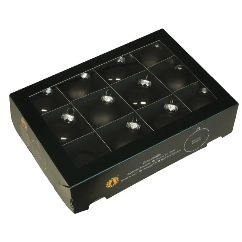 Lot de boules de Noël en verre GLAMOUR 50 mm – 12 pièces / Noir