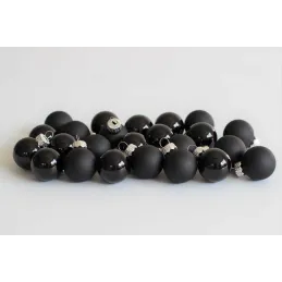 Lot de boules de Noël en verre GLAMOUR 50 mm – 12 pièces / Noir