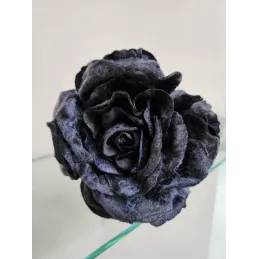 Fleur décorative pour sapin ROSE 300 mm / Velours noir