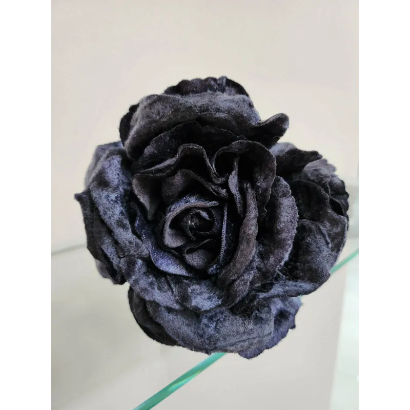 Fleur décorative pour sapin ROSE 300 mm / Velours noir