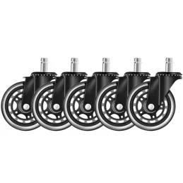 Lot de 5 roulettes de bureau OFFICE 75 mm / Noir