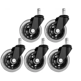 Lot de 5 roulettes de bureau OFFICE 75 mm / Noir