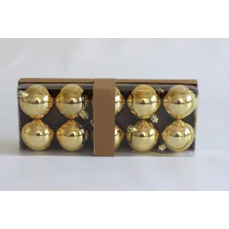 Lot de boules de Noël en plastique de 50 mm – 10 pièces / Doré brillant