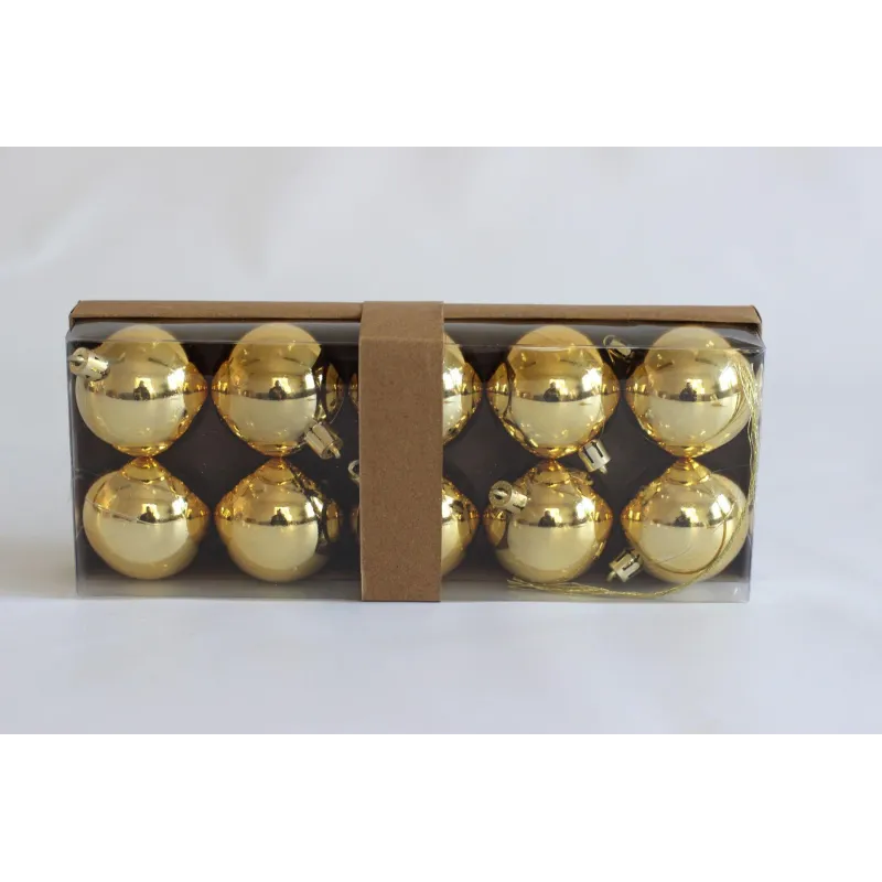 Lot de boules de Noël en plastique de 50 mm – 10 pièces / Doré brillant