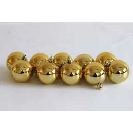 Lot de boules de Noël en plastique de 50 mm – 10 pièces / Doré brillant