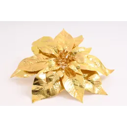 Fleur décorative pour sapin ROSE 250 mm / Dorée