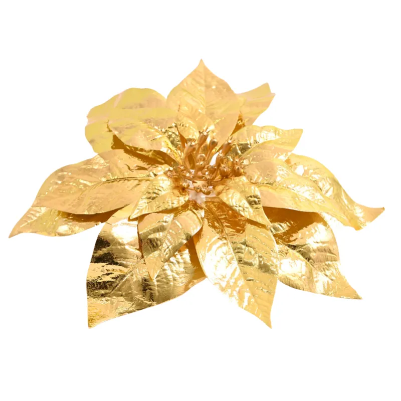 Fleur décorative pour sapin ROSE 250 mm / Dorée