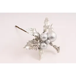 Fleur décorative pour sapin SILVER 200 mm / Argentée