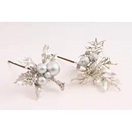 Fleur décorative pour sapin SILVER 200 mm / Argentée