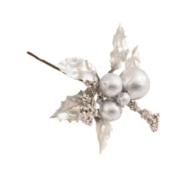 Fleur décorative pour sapin SILVER 200 mm / Argentée