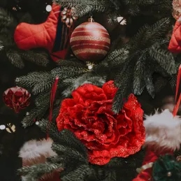Fleur décorative pour sapin PIVONKA 160 mm / Rouge