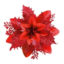 Fleur décorative pour sapin ROSE 140 mm / Rouge