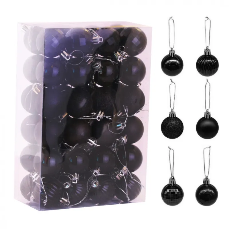 SET 48ks vianočných ozdôb GRUM / Čierna