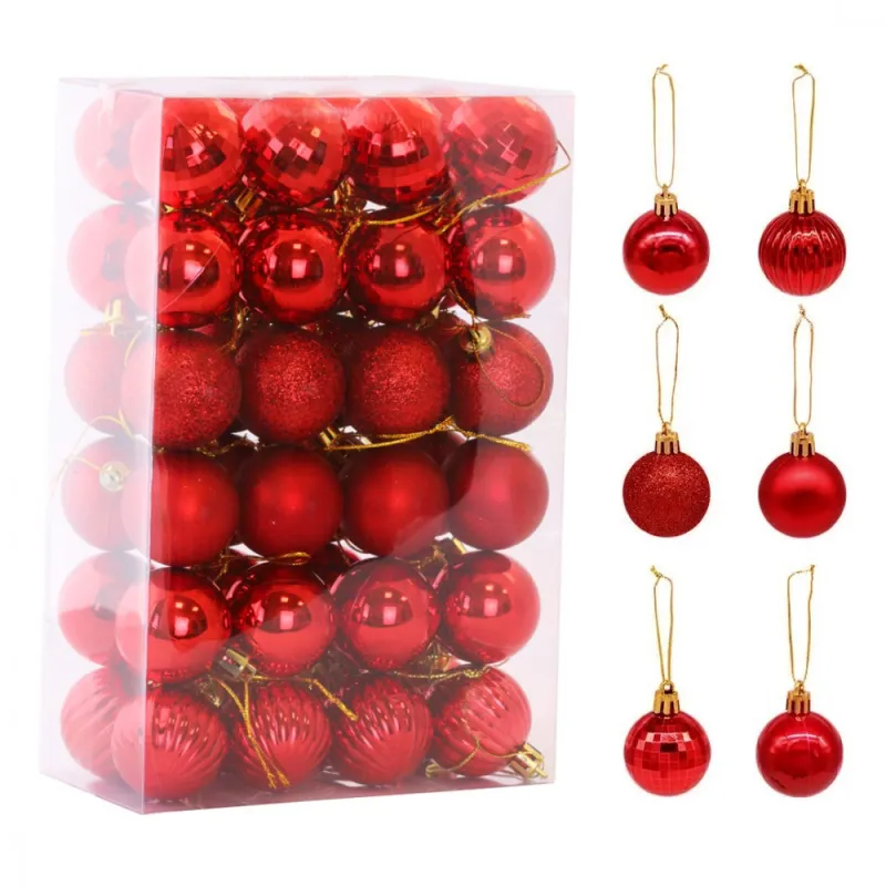 SET 48ks vianočných ozdôb GRUM / Červená