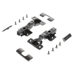 Lot de 2 charnières CLIP semi-recouvrantes avec amortisseur et embase EUROPE / Anthracite