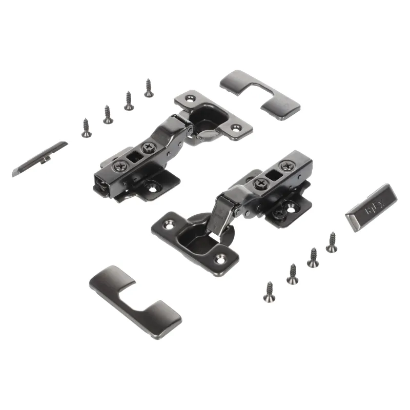 Lot de 2 charnières CLIP semi-recouvrantes avec amortisseur et embase EUROPE / Anthracite