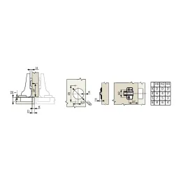 Lot de 2 charnières CLIP semi-recouvrantes avec amortisseur et embase EUROPE / Anthracite
