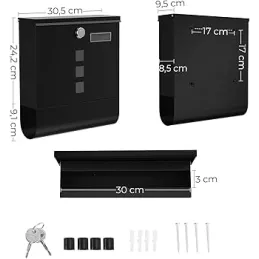 Boîte aux lettres ALANOS / Noir mat】【。
