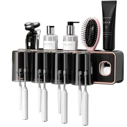 Porte-brosses à dents exclusif avec distributeur DENT / Noir mat