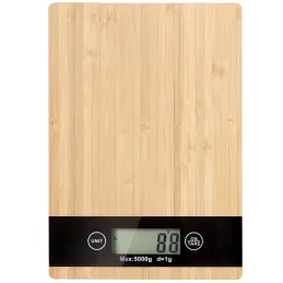 Balance de cuisine avec écran LCD, 5 kg / bambou