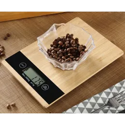 Balance de cuisine avec écran LCD, 5 kg / bambou