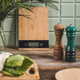 Balance de cuisine avec écran LCD, 5 kg / bambou