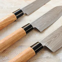 Set de 3 couteaux de cuisine japonais DAMASCUS