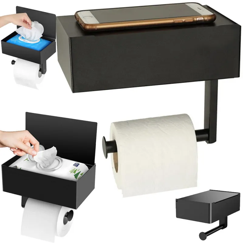Porte-papier toilette TORR / Noir mat