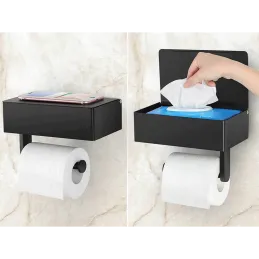 Porte-papier toilette TORR / Noir mat