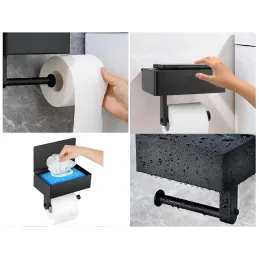 Porte-papier toilette TORR / Noir mat