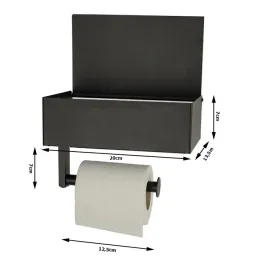 Porte-papier toilette TORR / Noir mat