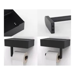 Porte-papier toilette TORR / Noir mat