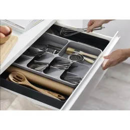 Range-couverts réglable en plastique PLASTICO / Blanc-anthracite