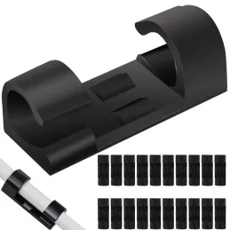 Lot de 20 serre-câbles autocollants / Noir mat