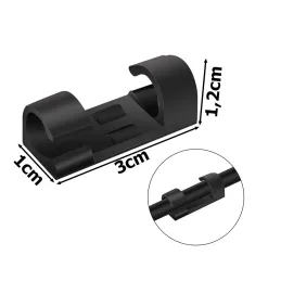 Lot de 20 serre-câbles autocollants / Noir mat