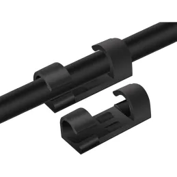 Lot de 20 serre-câbles autocollants / Noir mat