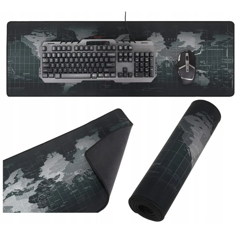 Tapis de bureau pour clavier et souris WORLD / Noir