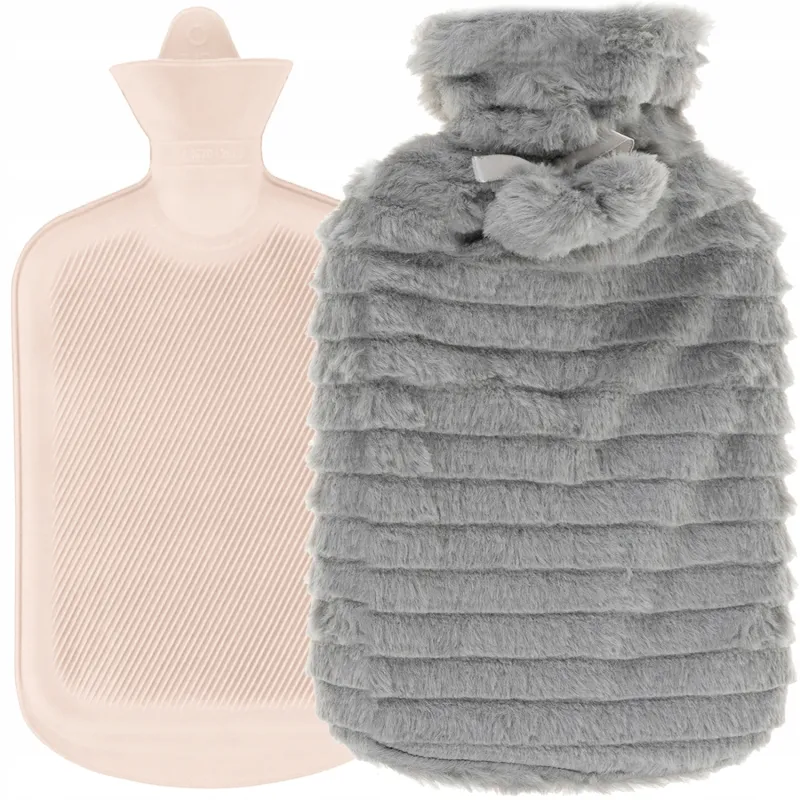 Chauffe-bouillotte en peluche – bouillotte 2 L / Gris