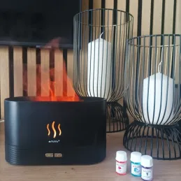 Diffuseur d’arômes LED avec effet flamme PROTO / Noir