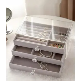 Boîte à bijoux design DIAMOND / Gris-transparent